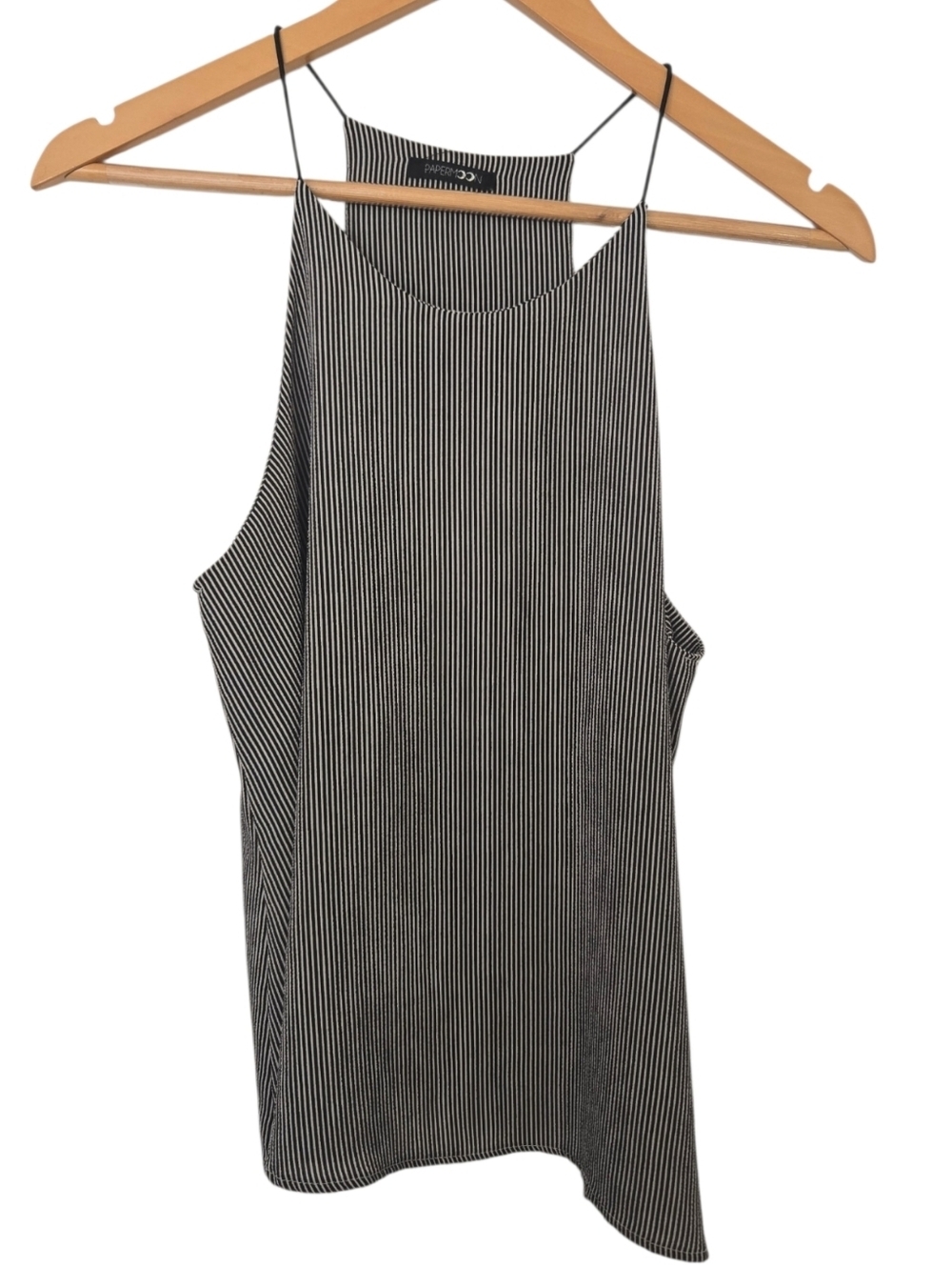 Papermoon Black White Striped Cami Tank Minimalist Workwear Top